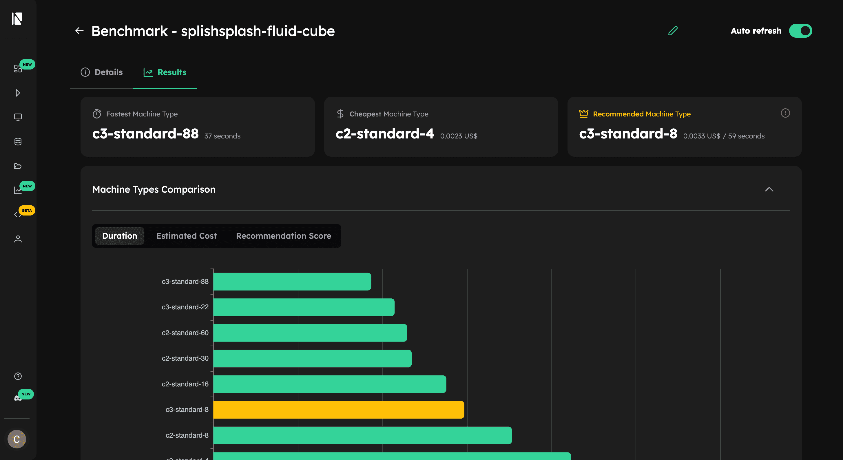 Benchmark Summary Cards
