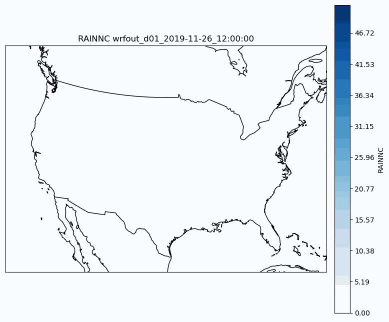 Animation with the RAINNC values of the simulation.
